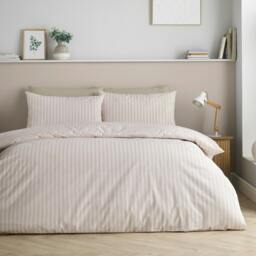 Rackhams Epping Textured Stripe Reversible Duvet Cover Set Natural - Double - Natural - thumbnail 1