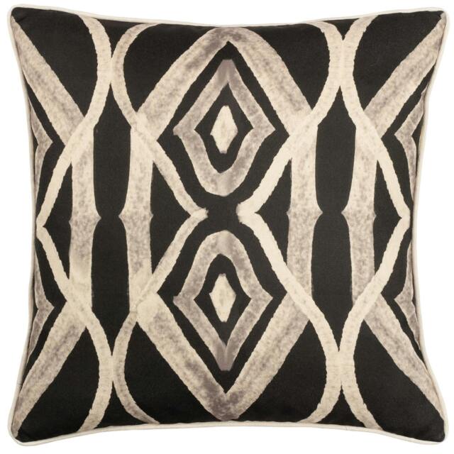 Rackhams Cape Ikat Reversible Cushion Cover - Black - 50cm x 50cm - Black - 100% Polyester - image 1