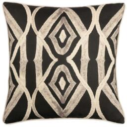 Rackhams Cape Ikat Reversible Cushion Cover - Black - 50cm x 50cm - Black - 100% Polyester - thumbnail 1