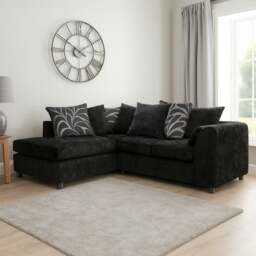 Rackhams Zina Chenille Fabric Corner Sofa - Black - Right Hand Facing - thumbnail 3
