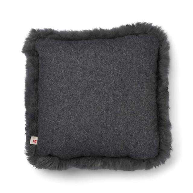 Rackhams Long-Wool Sheepskin Cushion - 52x52 cm - Rock/Steel - image 1