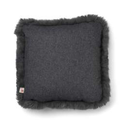 Rackhams Long-Wool Sheepskin Cushion - 52x52 cm - Rock/Steel