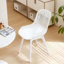 Rackhams Livingandhome Classic White Plastic Chair, Set of Four, Durable and Lightweight - 48cm L x 58cm W x 85cm H - Black - thumbnail 2