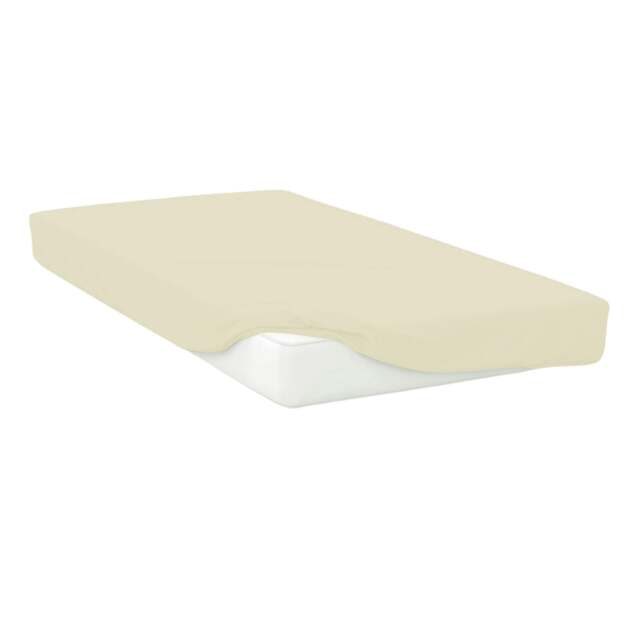 Rackhams Easycare Percale Fitted Sheet - Cream - Kingsize - Cream - 50% Cotton/50% Polyester - image 1