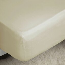 Rackhams Easycare Percale Fitted Sheet - Cream - Kingsize - Cream - 50% Cotton/50% Polyester - thumbnail 2