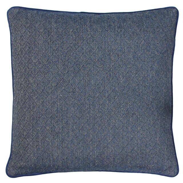 Rackhams Blenheim Geometric Cushion Cover - Navy - One Size - Navy - 65% Viscose/25% Polyester/10% Linen - image 1