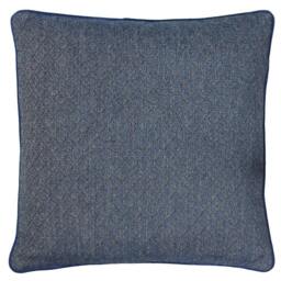 Rackhams Blenheim Geometric Cushion Cover - Navy - One Size - Navy - 65% Viscose/25% Polyester/10% Linen - thumbnail 2