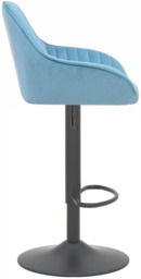 Rackhams Velluto Matt Black Velvet Bar Stool, Padded Seat & Backrest, Matt Black Footrest, Height Adjustable Swivel Gas Lift, Pastel Blue - thumbnail 2