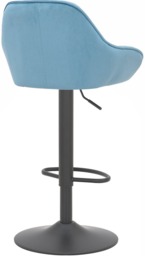 Rackhams Velluto Matt Black Velvet Bar Stool, Padded Seat & Backrest, Matt Black Footrest, Height Adjustable Swivel Gas Lift, Pastel Blue - thumbnail 4