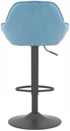 Rackhams Velluto Matt Black Velvet Bar Stool, Padded Seat & Backrest, Matt Black Footrest, Height Adjustable Swivel Gas Lift, Pastel Blue - thumbnail 5