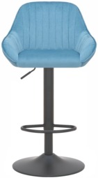 Rackhams Velluto Matt Black Velvet Bar Stool, Padded Seat & Backrest, Matt Black Footrest, Height Adjustable Swivel Gas Lift, Pastel Blue - thumbnail 3