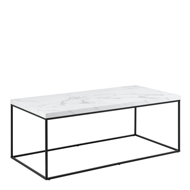 Rackhams Barossa Coffee Table with White Marble Effect Top & Black Steel Base 110x55x45cm - 1 - White - White - image 1