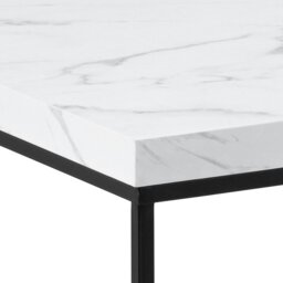 Rackhams Barossa Coffee Table with White Marble Effect Top & Black Steel Base 110x55x45cm - 1 - White - White - thumbnail 5