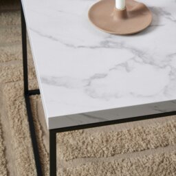 Rackhams Barossa Coffee Table with White Marble Effect Top & Black Steel Base 110x55x45cm - 1 - White - White - thumbnail 4