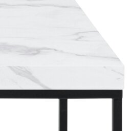 Rackhams Barossa Coffee Table with White Marble Effect Top & Black Steel Base 110x55x45cm - 1 - White - White - thumbnail 6