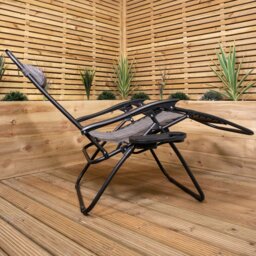 Rackhams Set of 2 Multi Position Garden Zero Gravity Relaxer Chair Sun Lounger in Mixed Grey - SunLoungers - thumbnail 3