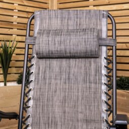 Rackhams Set of 2 Multi Position Garden Zero Gravity Relaxer Chair Sun Lounger in Mixed Grey - SunLoungers - thumbnail 5