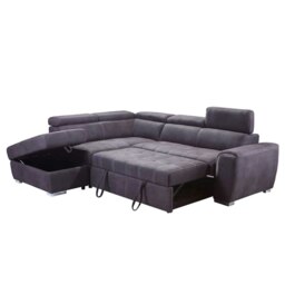 Rackhams Nevada Grey Suede Corner Sofa Bed Tilting Headrest + Storage Ottoman - Left Hand Facing + Footstool - thumbnail 2