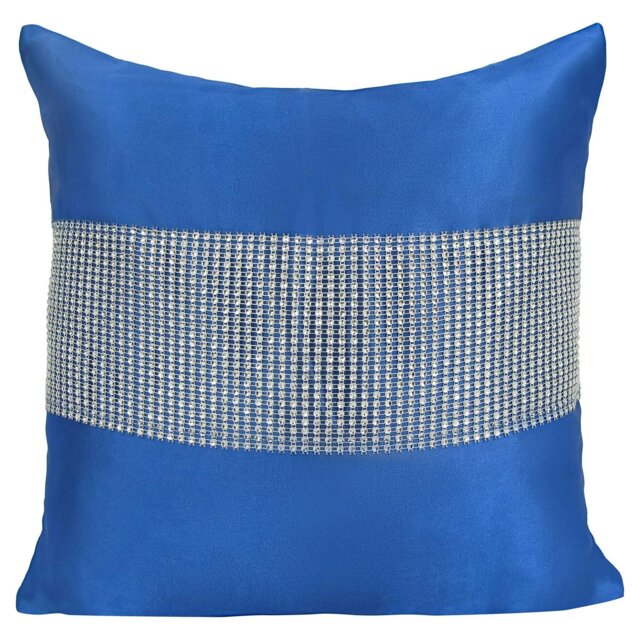 Rackhams Matte Finish With Diamante Detail Scatter Cushion - 43cm x 43cm - Manhattan Blue - image 1