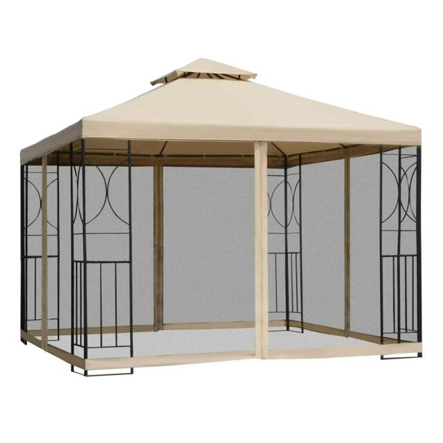 Rackhams 3(m) x 3(m) Garden Gazebo, Double Roof Outdoor Gazebo Canopy Shelter with Netting, Solid Steel Frame for Garden, Lawn, Backyard and Deck - image 1