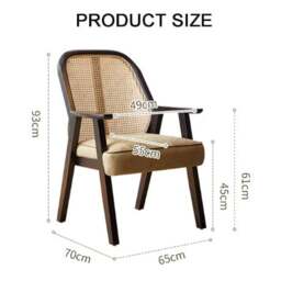 Rackhams Hellen Rattan Dining Chair, Ash Wood & Cotton Linen - thumbnail 6