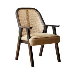 Rackhams Hellen Rattan Dining Chair, Ash Wood & Cotton Linen - thumbnail 5