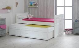 Rackhams Guest Bed with Pull Out Trundle and 3 Storage Drawers, Solid Pine, 3ft Single, White or Waxed - Waxed - thumbnail 4