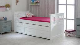 Rackhams Guest Bed with Pull Out Trundle and 3 Storage Drawers, Solid Pine, 3ft Single, White or Waxed - Waxed - thumbnail 3