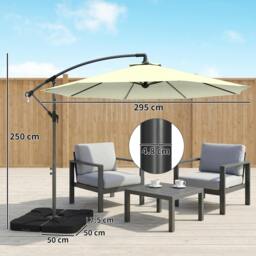 Rackhams 3(m) Banana Parasol Cantilever Umbrella Garden w/ Base Weights - Beige - Modern - Cantilever Parasol - thumbnail 3