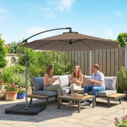 Rackhams 3(m) Banana Parasol Cantilever Umbrella Garden w/ Base Weights - Beige - Modern - Cantilever Parasol - thumbnail 6