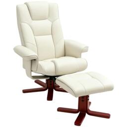 Rackhams Reclining Armchair with Footstool and Adjustable Backrest, Cream - thumbnail 3