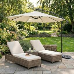Rackhams LED Cantilever Parasol 3m With Half Fan Base – Cream - thumbnail 4