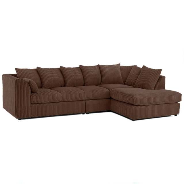 Rackhams Luxury Jumbo Cord Extra Large Corner Right Hand Sofa - Chocolate - image 1