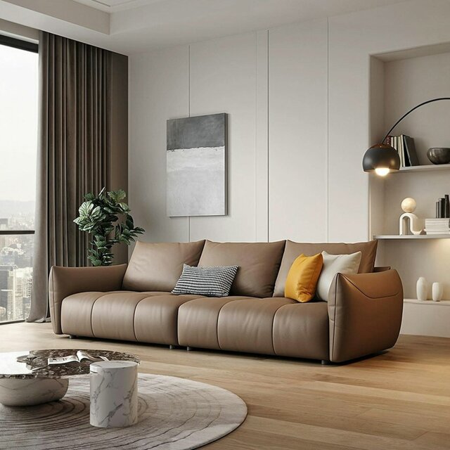 Rackhams Levi Italia Two Seater, Three Seater, Four Seater Sofa, Brown - Brown - Two Seater 220cm - image 1