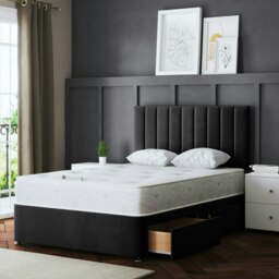Rackhams Amelia Divan Bed with Upholstered Headboard - Four Drawers - Black - Small Double - thumbnail 5