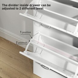 Rackhams Shoe Cabinet w/ 4 Drawers Shoe Storage Organiser for 18 Pairs Black - White - thumbnail 4