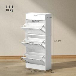 Rackhams Shoe Cabinet w/ 4 Drawers Shoe Storage Organiser for 18 Pairs Black - White - thumbnail 5