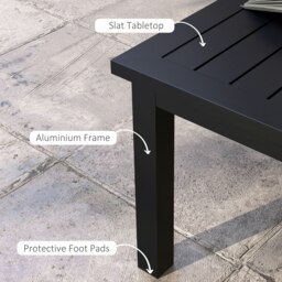 Rackhams Aluminium Outdoor Coffee Table Patio Table, Black - Black - Aluminium - thumbnail 4