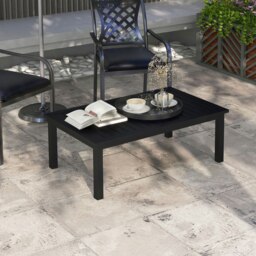 Rackhams Aluminium Outdoor Coffee Table Patio Table, Black - Black - Aluminium - thumbnail 3