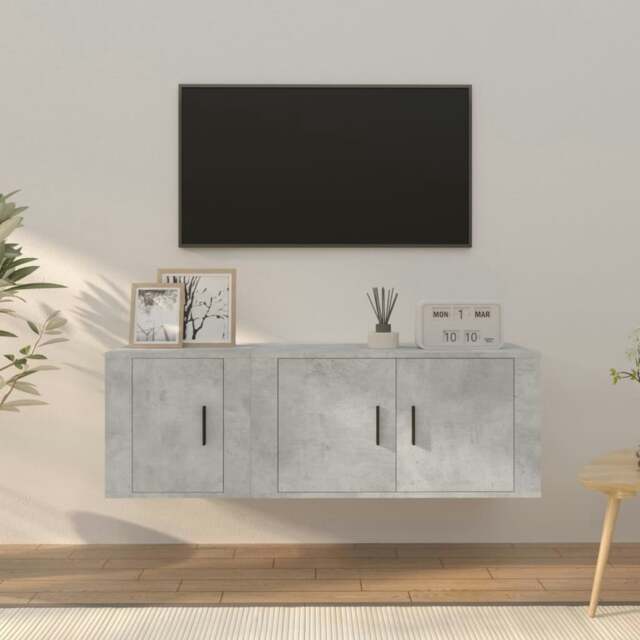 Rackhams 2 Piece TV Cabinet Set Concrete Grey Engineered Wood