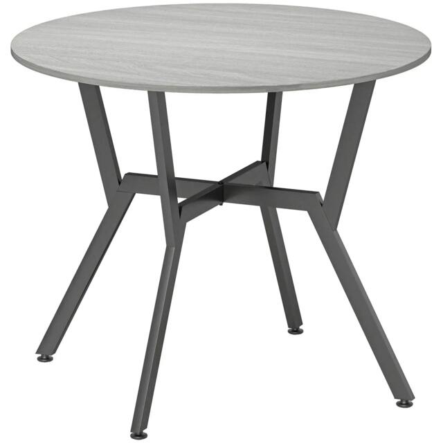 Rackhams Dining Table, Round Kitchen Table with Black Legs, Anti-slip Foot Pads for Living Room, Dining Room 90 x 76 cm, Grey