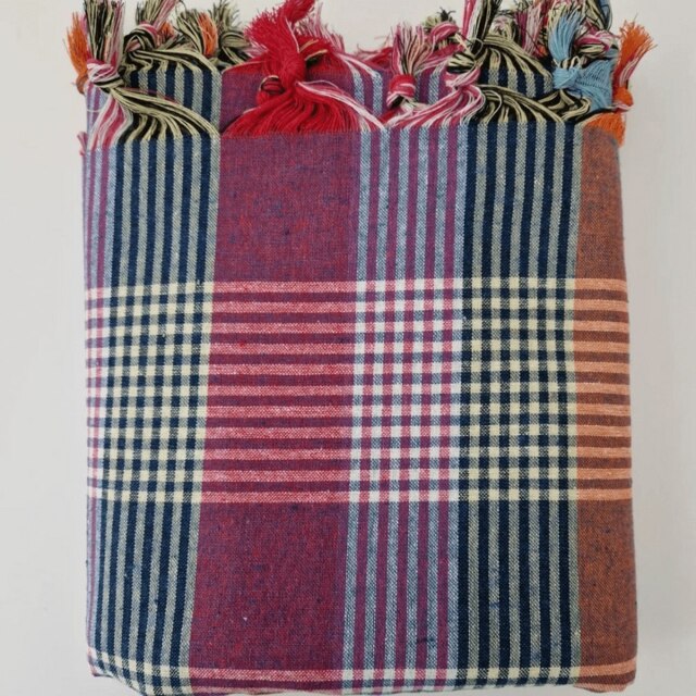 Rackhams Mila XL Cotton Picnic - Beach Blanket - Multicoloured with Raspberry Pink - image 1
