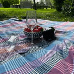 Rackhams Mila XL Cotton Picnic - Beach Blanket - Multicoloured with Raspberry Pink - thumbnail 4