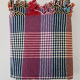 Rackhams Mila XL Cotton Picnic - Beach Blanket - Multicoloured with Raspberry Pink