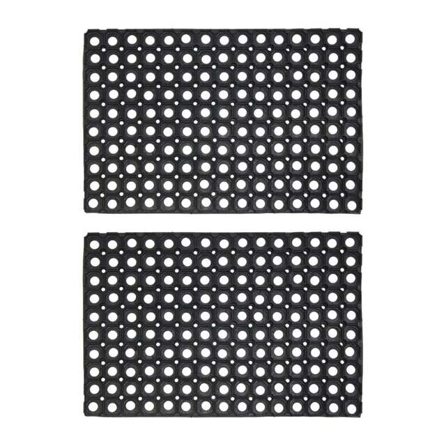 Rackhams Rondo Rubber Ring Heavy Duty Outdoor Entrance Door Mat 40x60cm - Pack of 2 - image 1