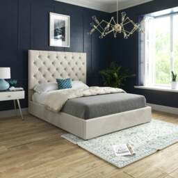 Rackhams Alma Upholstered Soft Velvet Bed Frame - Cream - Silver - King - thumbnail 1