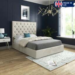 Rackhams Alma Upholstered Soft Velvet Bed Frame - Cream - Silver - King - thumbnail 5
