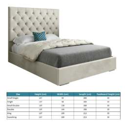 Rackhams Alma Upholstered Soft Velvet Bed Frame - Cream - Silver - King - thumbnail 4