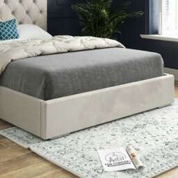 Rackhams Alma Upholstered Soft Velvet Bed Frame - Cream - Silver - King - thumbnail 3
