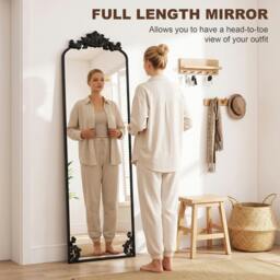 Rackhams 50 x 160 cm Floor Mirror with Metal Frame, Black - thumbnail 4